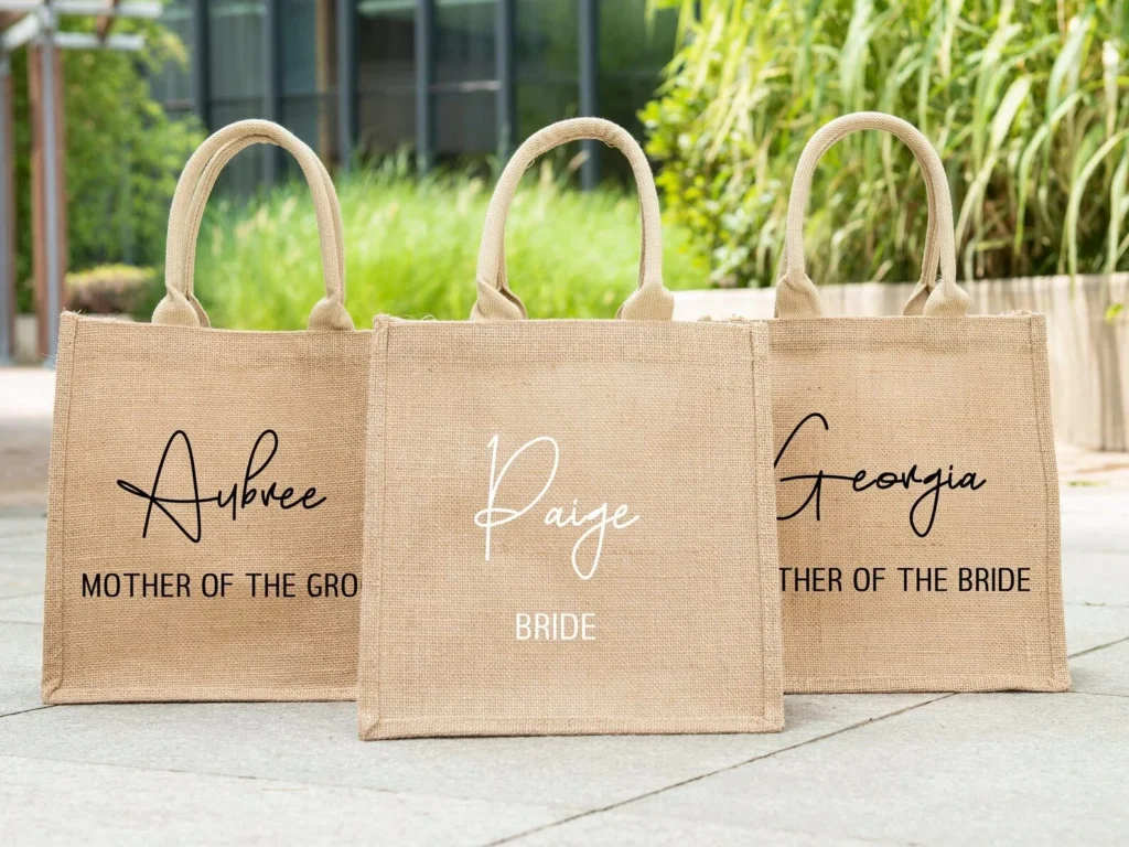 personalized bridesmaid gift bags with name bachelorette party mother of bride custom beach jute bag wedding.jpg q90.jpg 3