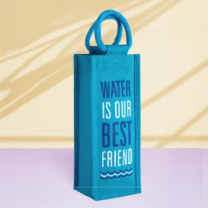 Home water is our best friend jute bottle bag
